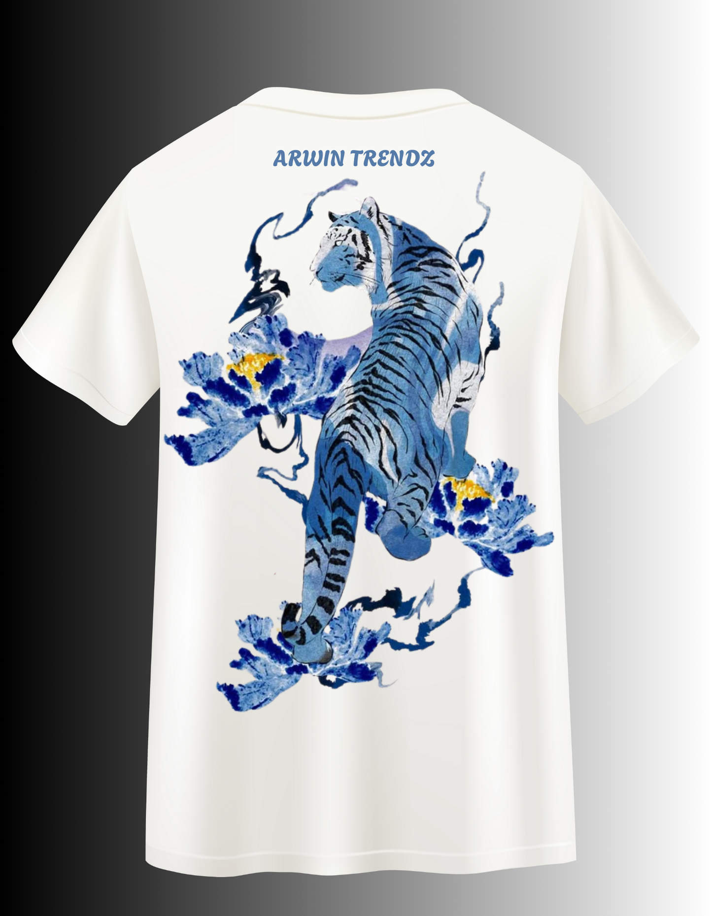 ARWIN TRENDZ – Blue Bloom Tiger T-Shirt